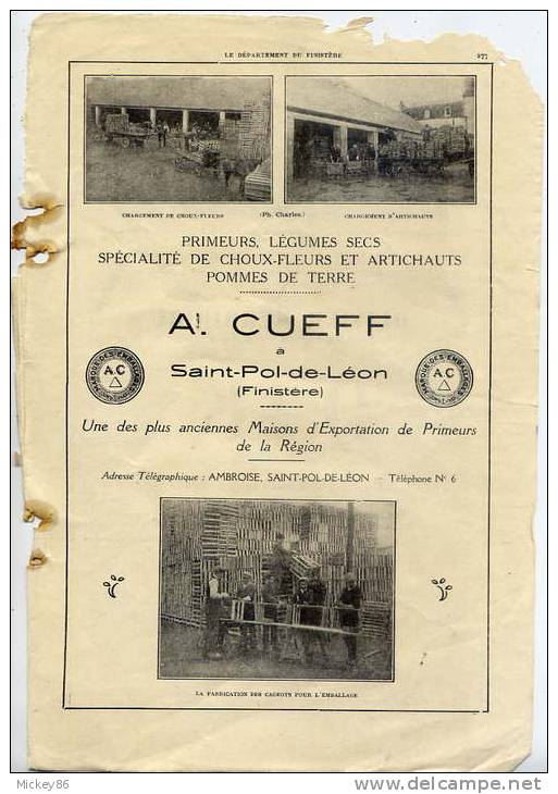 Pub--Saint POL DE LEON--Finistère---1929---A.CUEFF--et   Olivier KERBIRIOU Marque Déposée O*K (pommes De Terre.)-Photos - Publicités