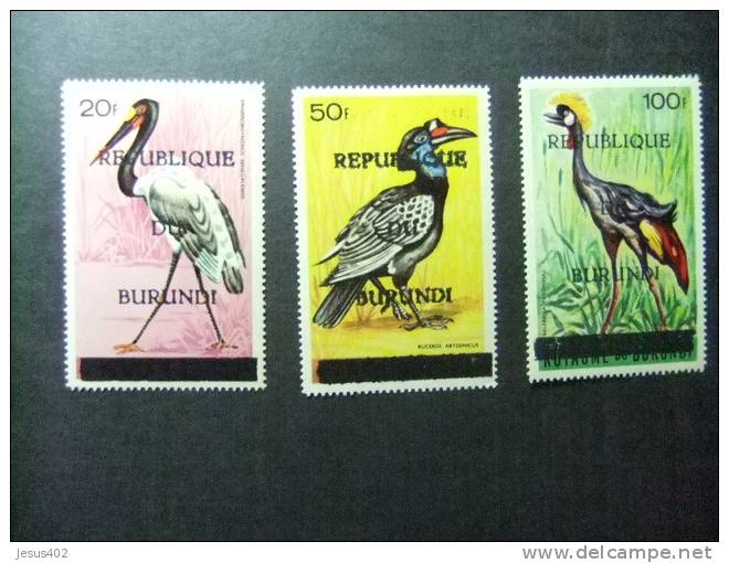 BURUNDI 1967  PAJAROS Con Sobrecarga Republica Yvert 196 / 198 ** MNH - Flamingos