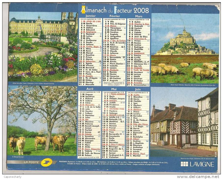 2008  DOUBLE CALENDRIER POSTE ALMANACH DES P.T.T 08 ARDENNES LAVIGNE - Big : 1941-60