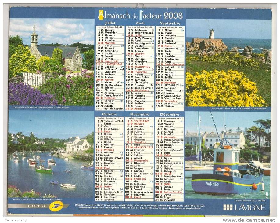 2008  DOUBLE CALENDRIER POSTE ALMANACH DES P.T.T 08 ARDENNES LAVIGNE - Big : 1941-60