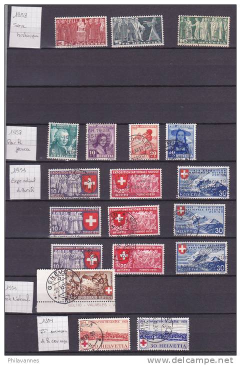 SUISSE: Petite collection de 1907 à 1954 en timbres oblitérés, presque complet,cote >1500€;