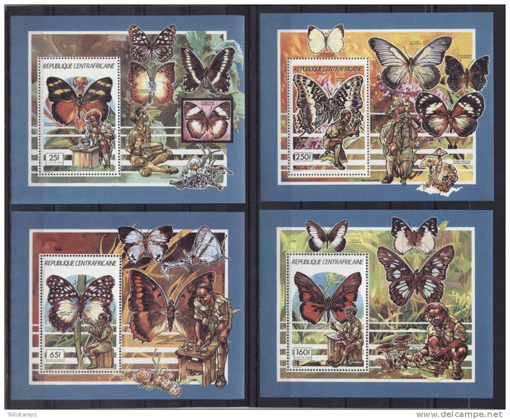 Central Africa Butterflies Papillons Mariposas Scouts 1990 Mi Bl#493-98 MNH - Mariposas