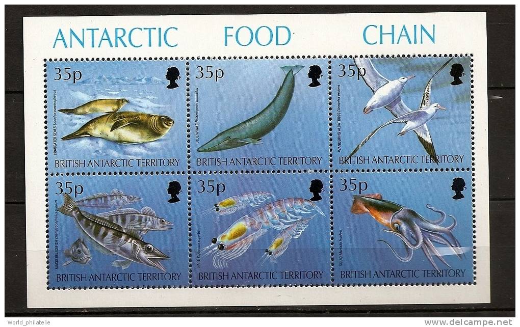 Antarctique Britanique BAT 1994 N° 255 / 60 ** Poissons, Phoque, Baleine, Champsocephalus, Krill, Martialia, Albatros - Altri & Non Classificati