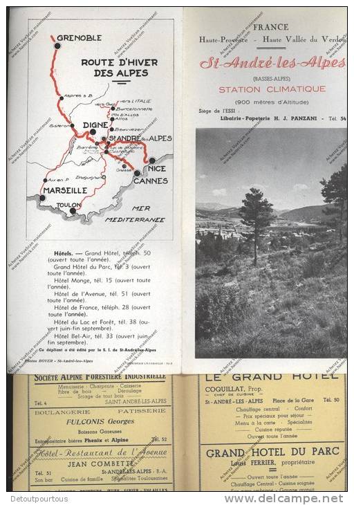 Dépliant  Touristique SAINT ST ANDRE LES ALPES Basses Alpes Haute Provence Vallée Du Verdon - Publicidad