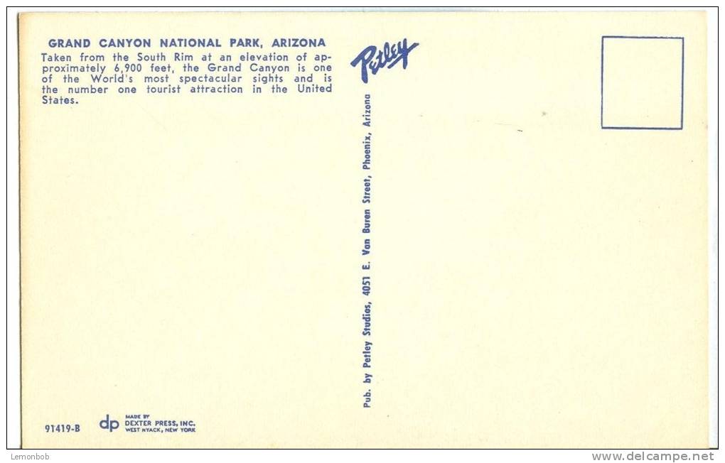 USA, Grand Canyon, Arizona, 1960s Unused Postcard [12195] - Grand Canyon