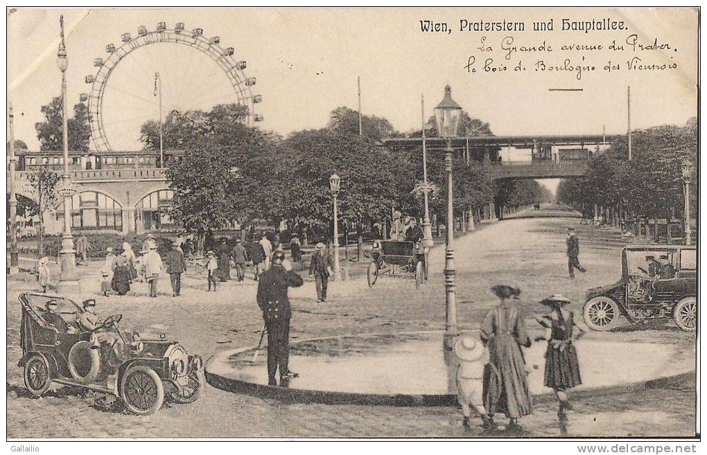 VIENNE WIEN PRATERSTERN UND HAUPTALLE  AVENUE DU PRATER CPA TRES ANIMEE AVEC VOITURES - Altri & Non Classificati