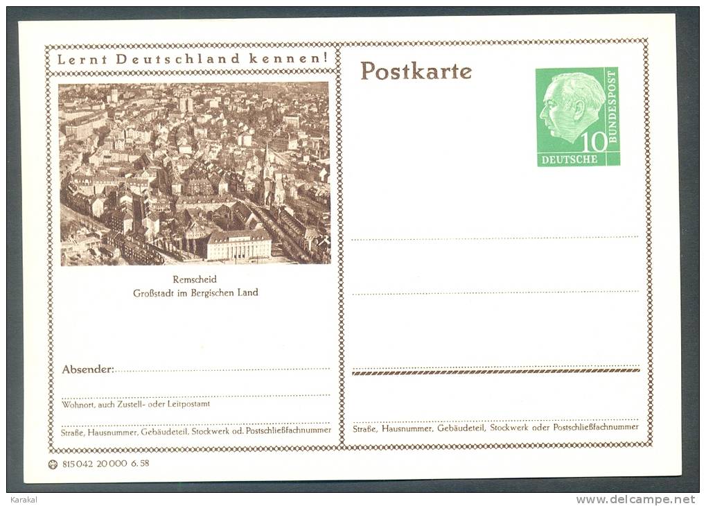 Germany Postkarte Lernt Deutschland Kennen! Remscheid Bergische Land MNH XX - Illustrated Postcards - Mint