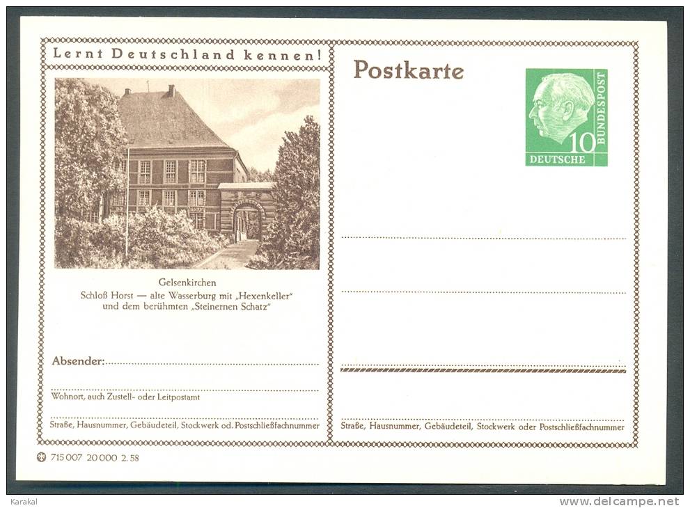 Germany Postkarte Lernt Deutschland Kennen! Gelsenkirchen Schloss Horst Hexenkeller Steinernen Schatz MNH XX - Geïllustreerde Postkaarten - Ongebruikt