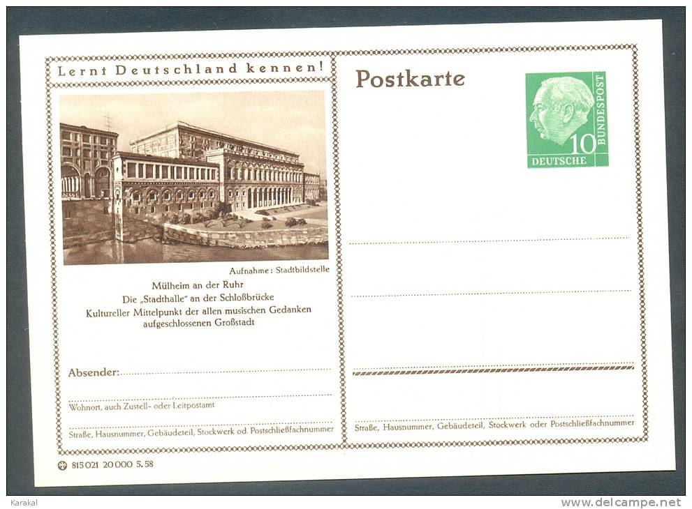 Germany Postkarte Lernt Deutschland Kennen! Mülheim An Der Ruhr Stadthalle Schlossbrücke MNH XX - Geïllustreerde Postkaarten - Ongebruikt