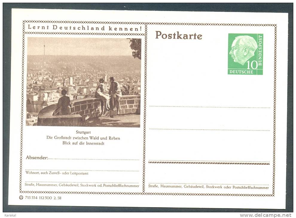 Germany Postkarte Lernt Deutschland Kennen! Stuttgart Blick Auf Die Innenstadt MNH XX - Illustrated Postcards - Mint