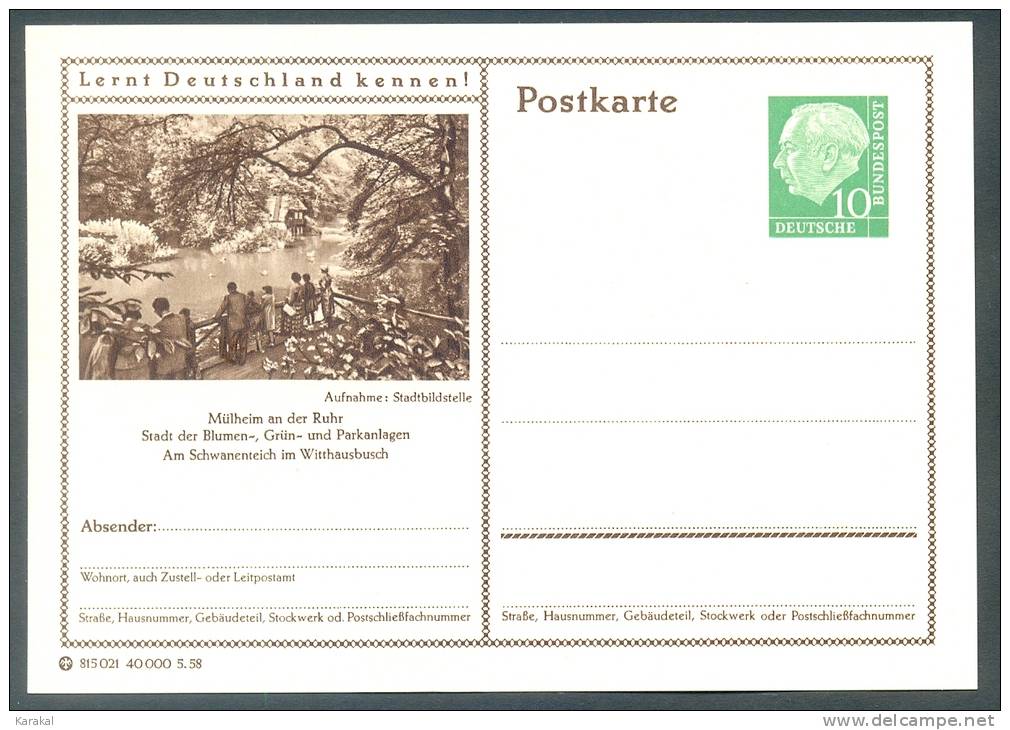 Germany Postkarte Lernt Deutschland Kennen! Mülheim An Der Ruhr Am Schwanenteich Im Witthausbusch MNH XX - Geïllustreerde Postkaarten - Ongebruikt