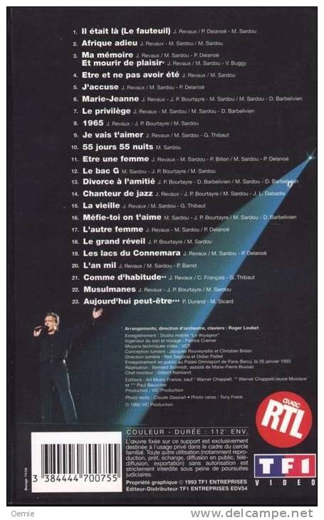 MICHEL SARDOU  °°°° Bercy 93 - Concert Et Musique