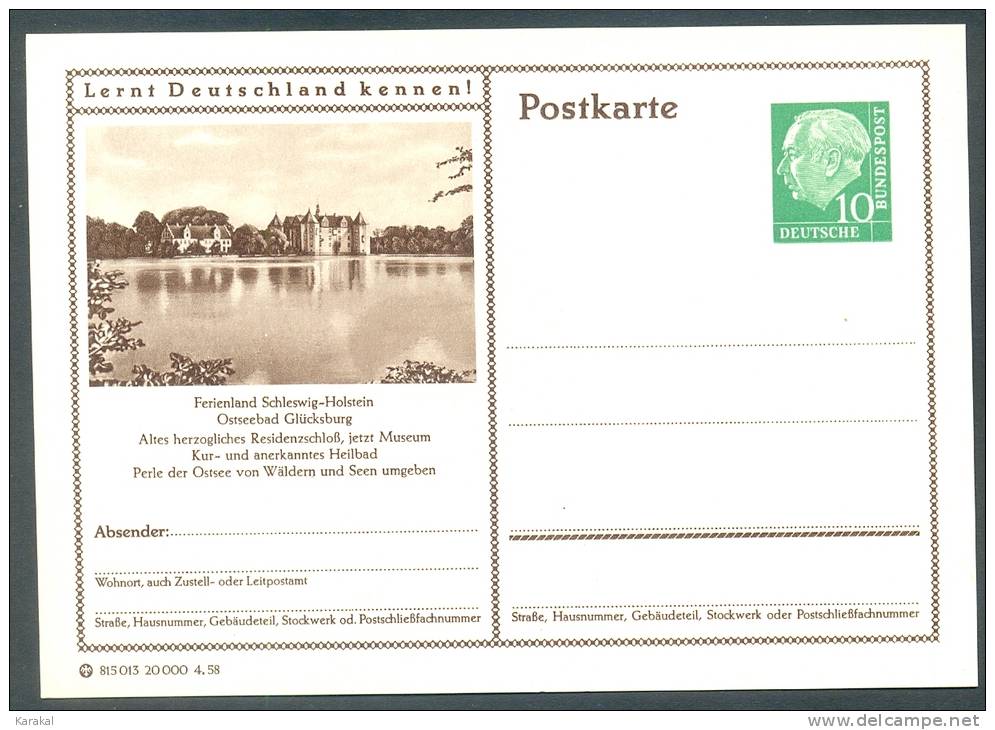 Germany Postkarte Lernt Deutschland Kennen! Ostseebad Glücksburg Schleswig-Holstein Schloss MNH XX - Geïllustreerde Postkaarten - Ongebruikt