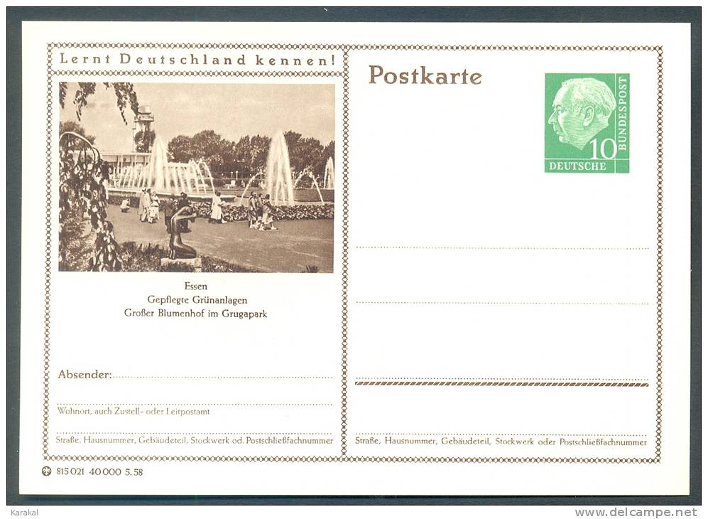 Germany Postkarte Lernt Deutschland Kennen! Essen Grosser Blumenhof Im Grugapark MNH XX - Geïllustreerde Postkaarten - Ongebruikt