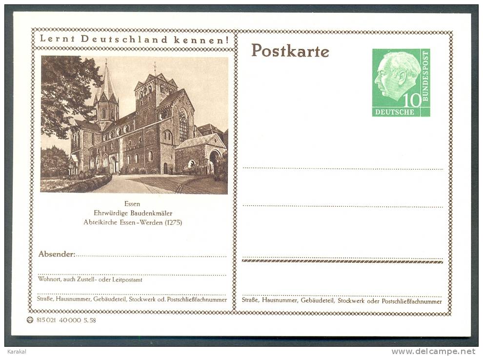 Germany Postkarte Lernt Deutschland Kennen! Essen Abteikirche Essen-Werden MNH XX - Illustrated Postcards - Mint