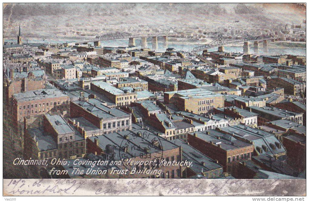 CINCINNATI ,OHIO,CONVINGTON AND NEWPORT KENTUKY,FROM THE UNION TRUST BUILDING,1906,USA. - Cincinnati