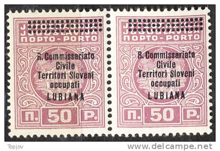 SLOVENIA - LUBIANA - SEGANATASSE - 0,50 Din - PAIR - V.LILLA - S. S 11a - **MNH - Lubiana