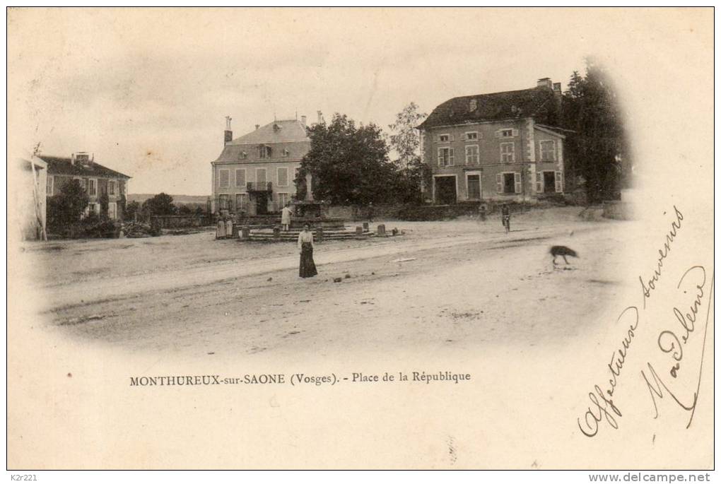 MONTHUREUX SUR SAONE Place De La République VOYAGEE TIMBRÉE EN 1903 DOS NON DIVISE - Monthureux Sur Saone