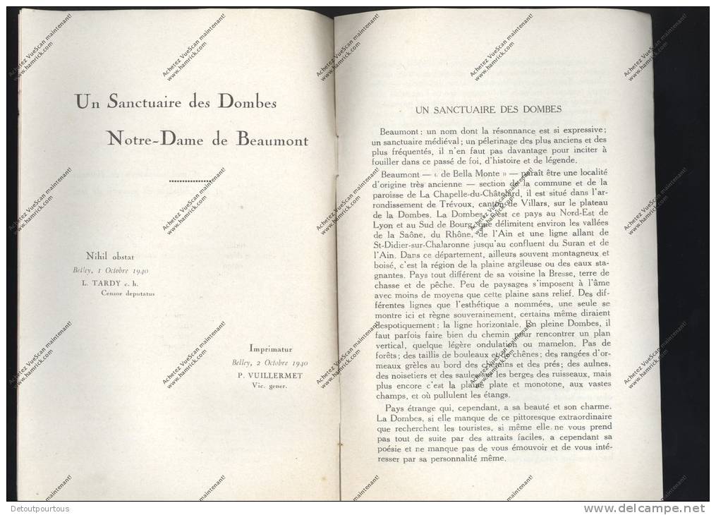 NOTRE DAME DE BEAUMONT Sanctuaire Des Dombes Ain Par Emile Morel 1940 - Rhône-Alpes