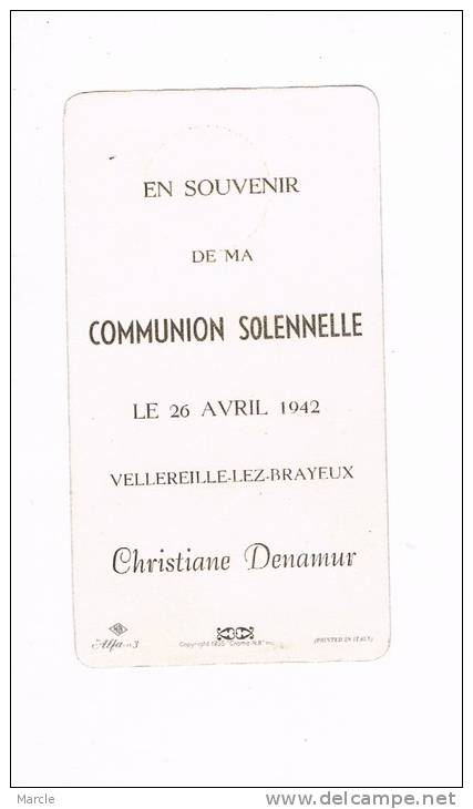 Communion Solennelle Christiane DENAMUR 1942 Vellereille-lez-Brayeux - Kommunion Und Konfirmazion