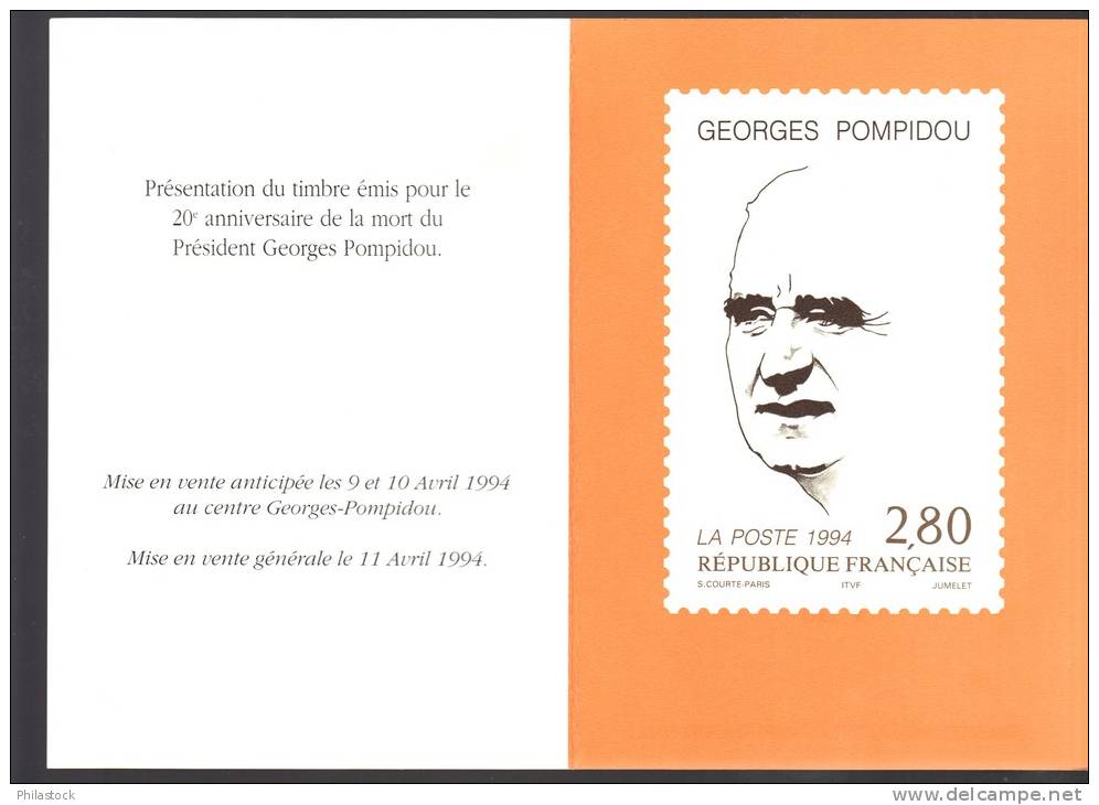 FRANCE 1994  Encart Des Postes FDC - 1990-1999