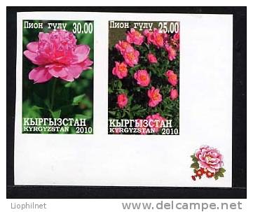 KIRGHIZISTAN KYRGYZTAN 2010, PIVOINES, 2 Valeurs NON DENTELEES, Neufs. R2198 - Kirghizistan