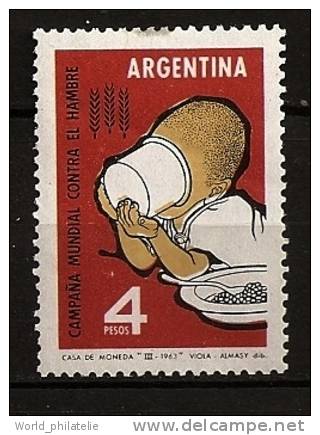Argentine Argentina 1963 N° 668 ** Campagne Contre La Faim, Blé, Verre De Lait, Nourriture, Cuillere - Ongebruikt