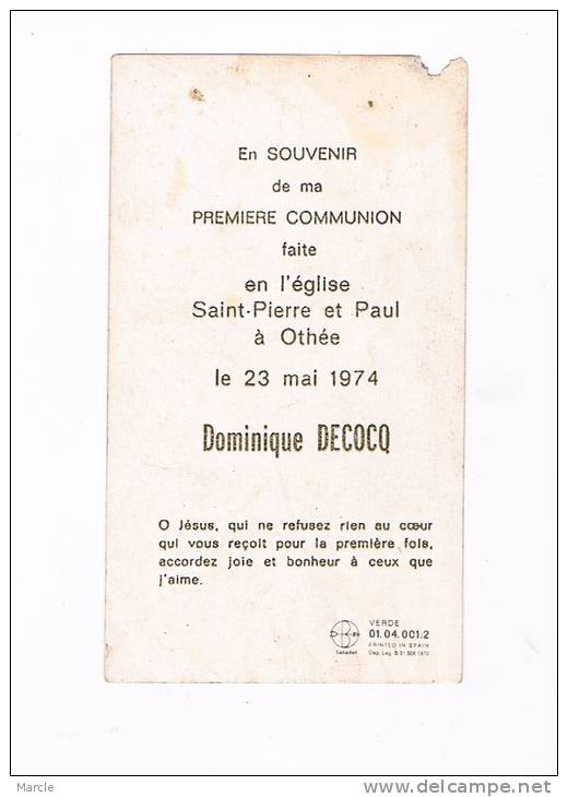 Première Communion  Dominique DECOCQ 1974  Othée - Comunión Y Confirmación