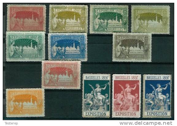 12 Dif.vignetten/ Labels / Cinderella  EXPO BRUXELLES 1897 Cfr Scan   Sluitzegels - 1894-1896 Tentoonstellingen