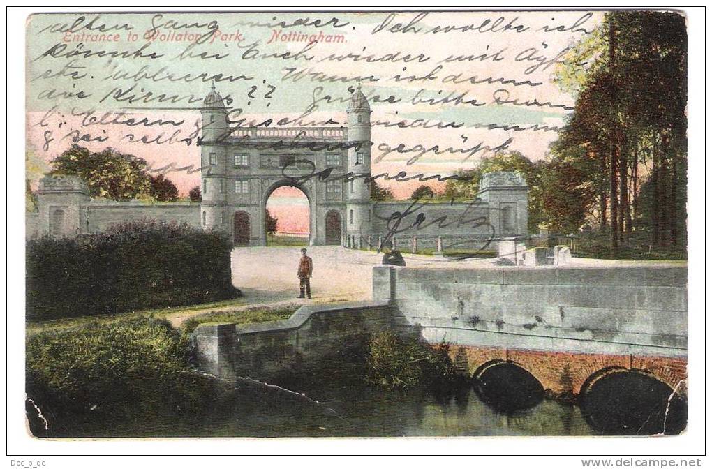 UK - Nottingham - Entrance To Wollaton Park - Old Card With Stamp - Nottingham