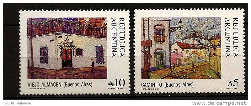 Argentine Argentina 1988 N° 1616 / 7 ** Courant, Tableaux, Oeuvres, Canella, Petit Chemin, Vieux Magasin, Rails, Train - Ongebruikt