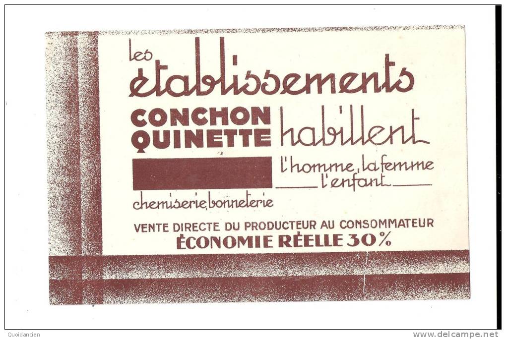 CONCHON  QUINETTE  Habille  L´ Homme, La  Femme, L´ Enfant  .  Chemiserie,  Bonneterie - C