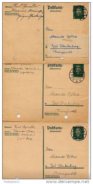 DR P183IA  3 Antwort-Postkarten Ilmenau 1930-32  Kat. 19,50 € - Cartes Postales