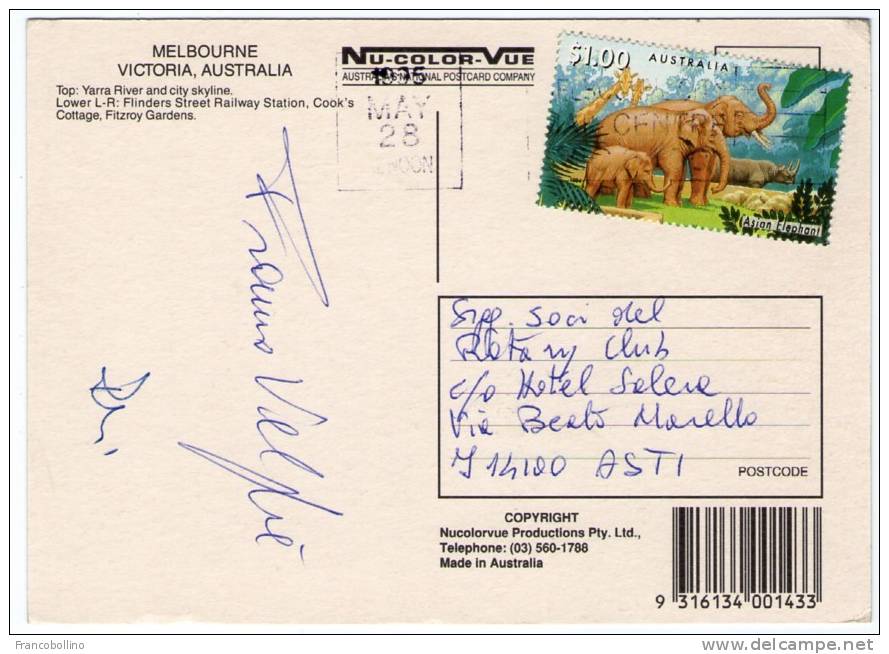 AUSTRALIA - MELBOURNE VIEWS / TRAM / THEMATIC STAMP-ELEPHANTS-RHINO - Melbourne