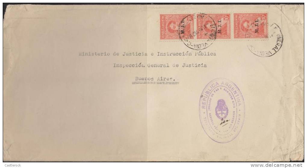 R) 1938 ARGENTINA OFFICIAL MAIL TERRITORIO NACIONAL DEL CHOCO JUSGADO DE PAZ Y REGISTRO CIVIL, TO INSTECTOR GENERAL DE J - Nuevos