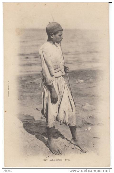 Algeria Types, Young Man Boy, Native Dress, C1900s/10s Vintage Postcard - Kinderen