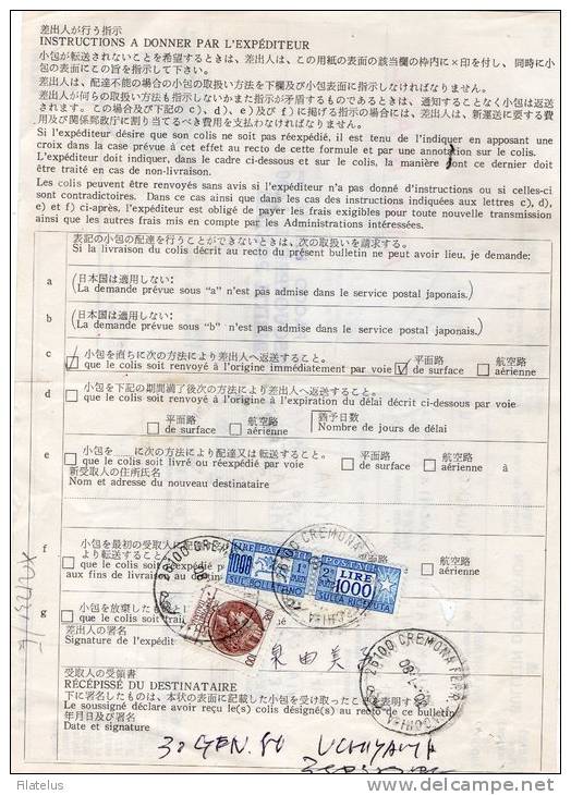 PACCO POSTALE SPEDITO DA TOYIO   -GIAPPONE  A CREMONA -ITALIA-21-1-1980 - Gebruikt