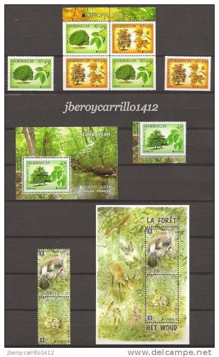 EUROPA 2011- “LOS BOSQUES" - COLECCIÓN MUY COMPLETA DE SELLOS Y HOJITAS BLOQUE.-TEMÁTICA EMITIDA POR 63 PAÍSES - Collections