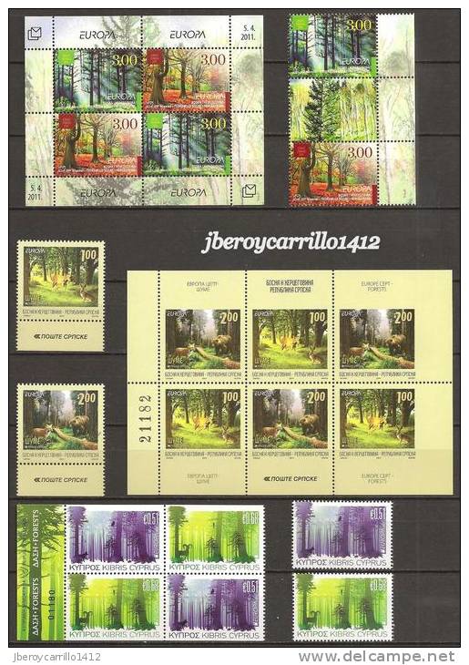 EUROPA 2011- “LOS BOSQUES" - COLECCIÓN MUY COMPLETA DE SELLOS Y HOJITAS BLOQUE.-TEMÁTICA EMITIDA POR 63 PAÍSES - Collections