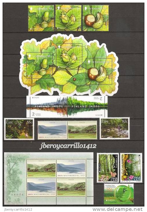 EUROPA 2011- “LOS BOSQUES" - COLECCIÓN MUY COMPLETA DE SELLOS y HOJITAS BLOQUE.-TEMÁTICA EMITIDA POR 63 PAÍSES