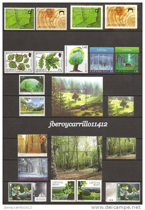 EUROPA 2011- “LOS BOSQUES" - COLECCIÓN MUY COMPLETA DE SELLOS y HOJITAS BLOQUE.-TEMÁTICA EMITIDA POR 63 PAÍSES