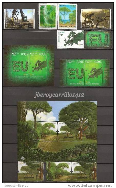 EUROPA 2011- “LOS BOSQUES" - COLECCIÓN MUY COMPLETA DE SELLOS y HOJITAS BLOQUE.-TEMÁTICA EMITIDA POR 63 PAÍSES