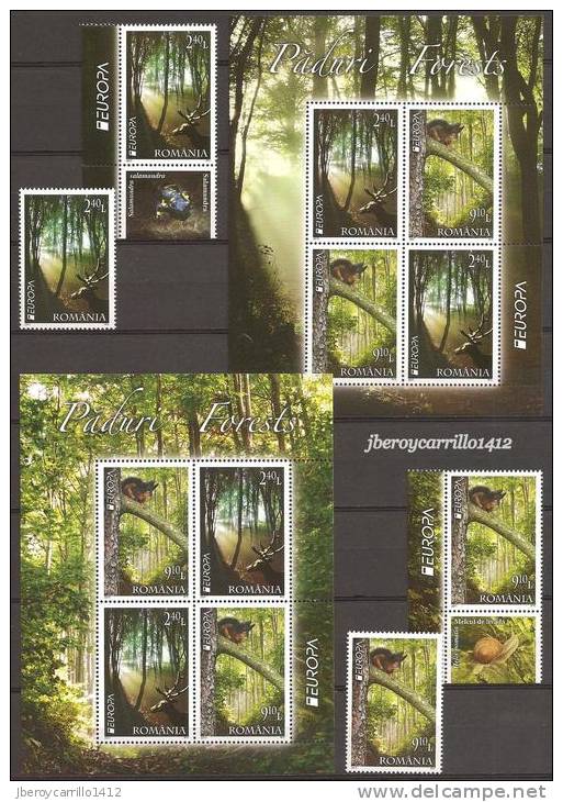 EUROPA 2011- “LOS BOSQUES" - COLECCIÓN MUY COMPLETA DE SELLOS y HOJITAS BLOQUE.-TEMÁTICA EMITIDA POR 63 PAÍSES