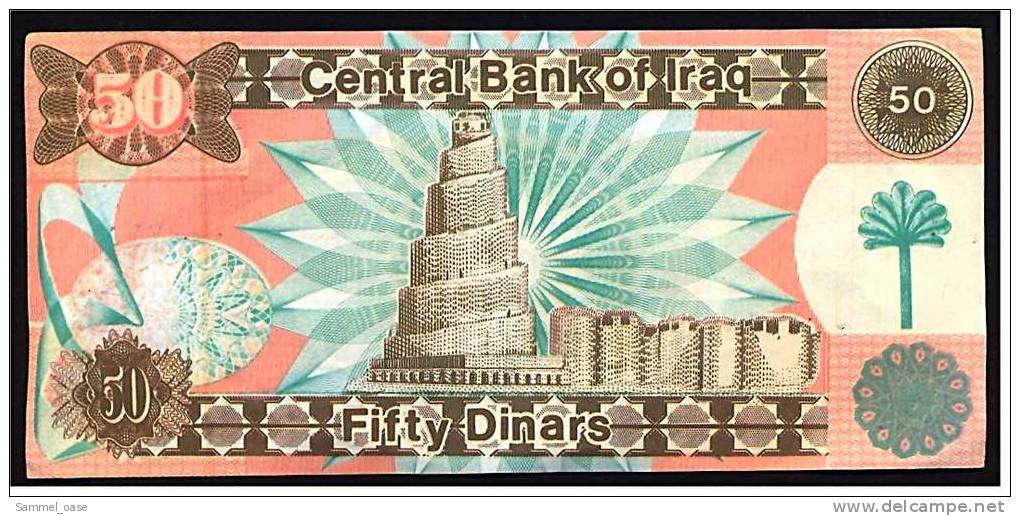 Irak Banknote , Central Bank Of Irak / Iraq , 50 ( Fifty ) Dinars 1991 - Saddam Hussein - Iraq