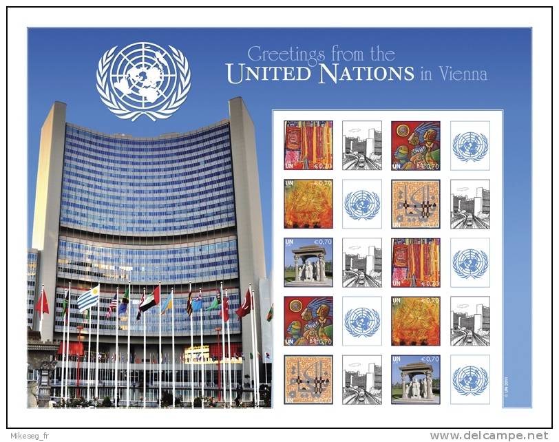 ONU Vienne 2011 - Feuille De Timbres Personnalisés - Greetings From The United Nations In Vienna ** - Blocks & Kleinbögen