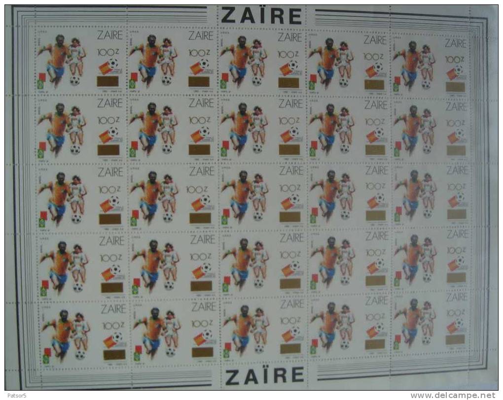 Zaïre 1990 COB 1413A ** MNH  Feuille Complète De 25 - Timbre Imprimé Par Erreur - Neufs