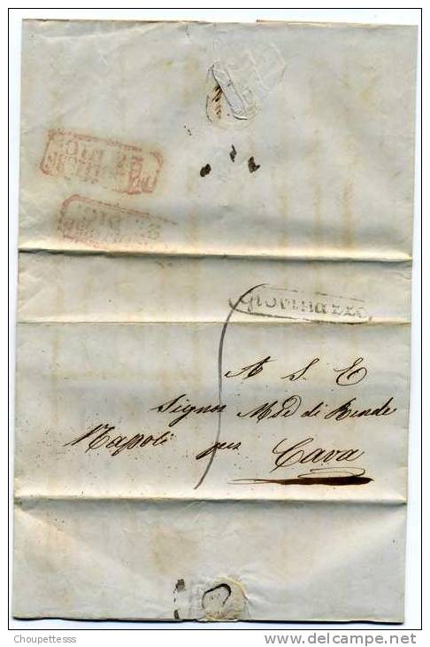 Lettre Entière  De GIOVINAZZO -  Pour NAPOLI  / CAVA ( Cachet  Arrivée  Rouge  27 Dic 1855 )   + Taxe 5 - Neapel