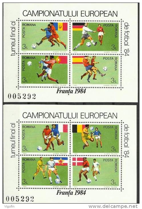 RO 1984-4050-7 CUP UEFA FRANCE, ROMANIA, 2S/S, MNH - Fußball-Europameisterschaft (UEFA)