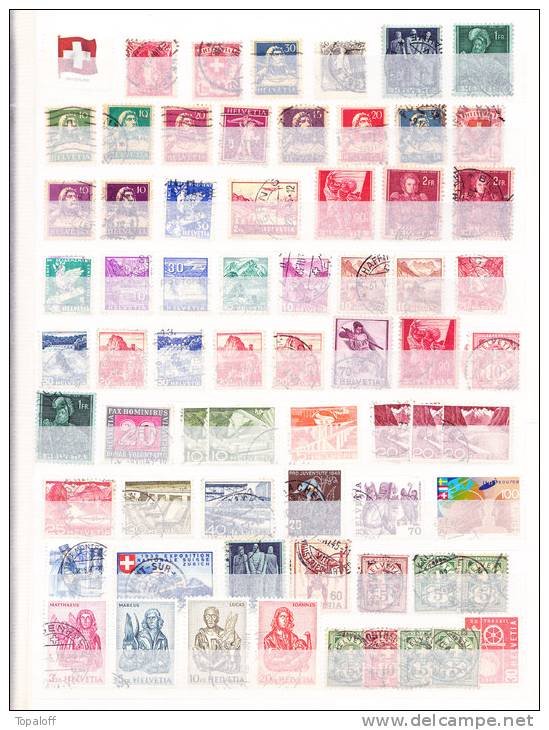 Timbres de Suisse sur pages de classeur