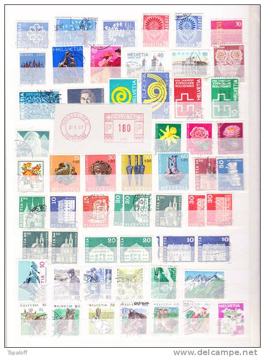 Timbres de Suisse sur pages de classeur